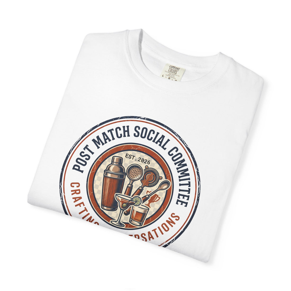 Post Match Social Committee – Comfort Colors Graphic Tee & Matching Dad Cap with Est. Group Year Personalization