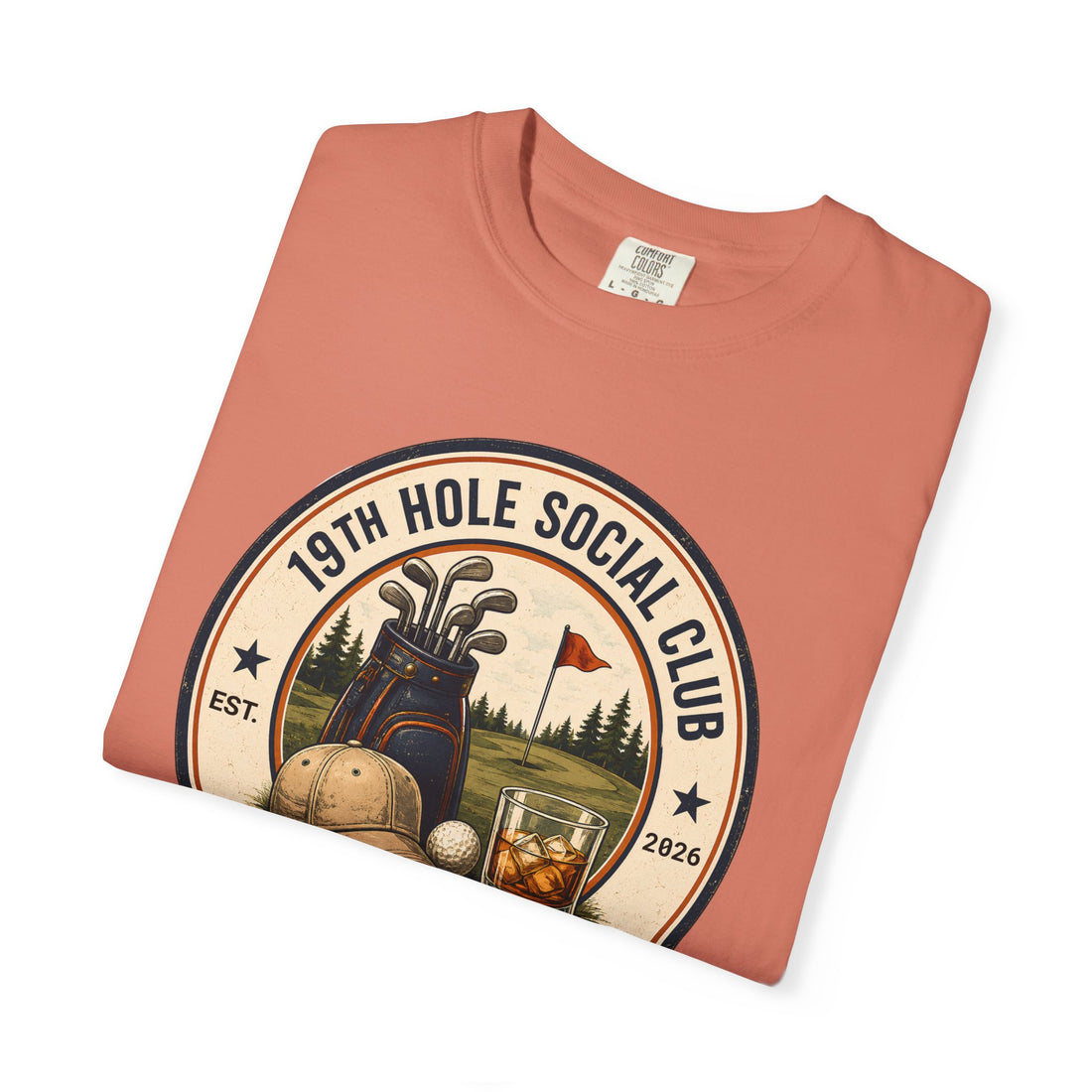 19th Hole Social Club Golf Shirt | Matching Golf Hat | Comfort Colors 1717 Tee | Golf Trip Gift | Golf League Apparel | Swing Sip Repeat