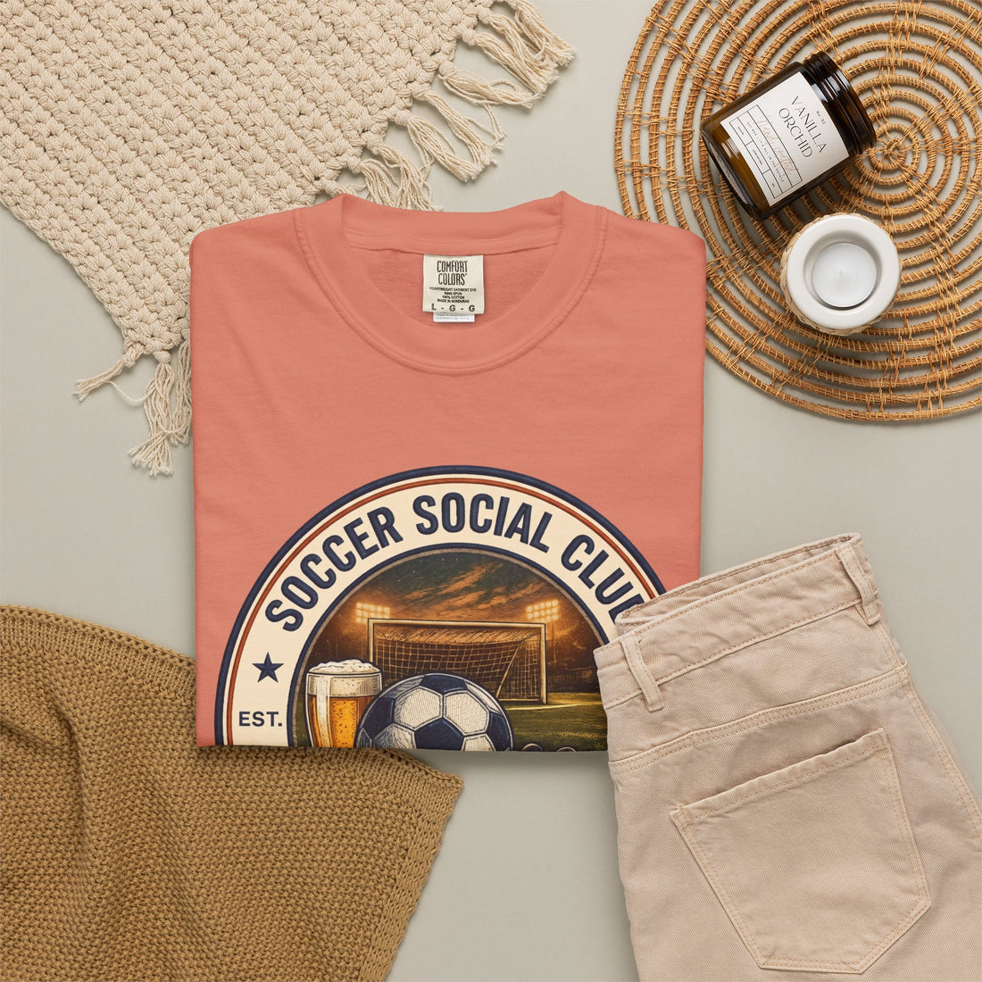 Soccer Social Club T-Shirt | Tumbler |Personalized EST Year Soccer Club Tee | Comfort Colors Soccer Shirt | Soccer Gift for Players, Coaches & Fans