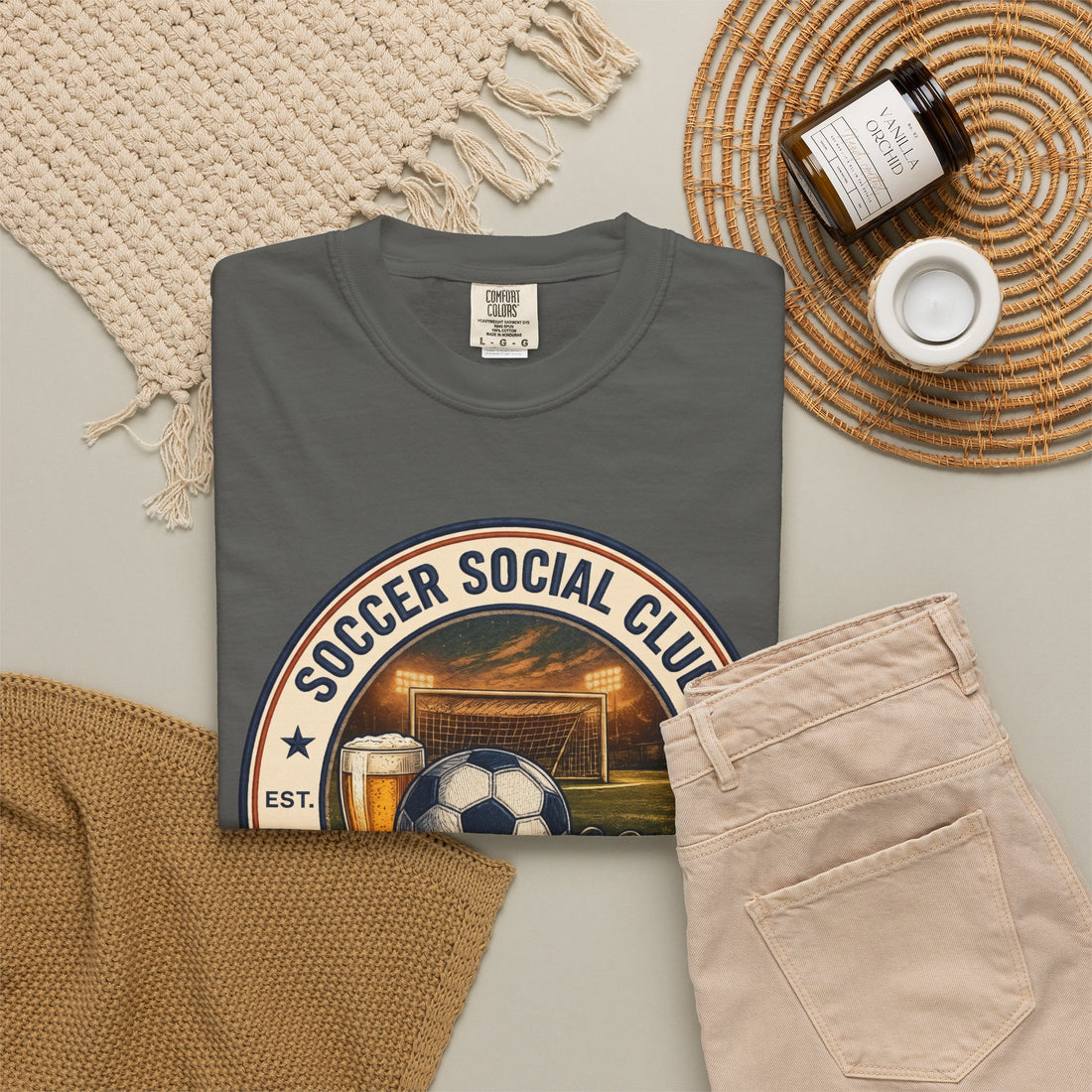 Soccer Social Club T-Shirt | Tumbler |Personalized EST Year Soccer Club Tee | Comfort Colors Soccer Shirt | Soccer Gift for Players, Coaches & Fans
