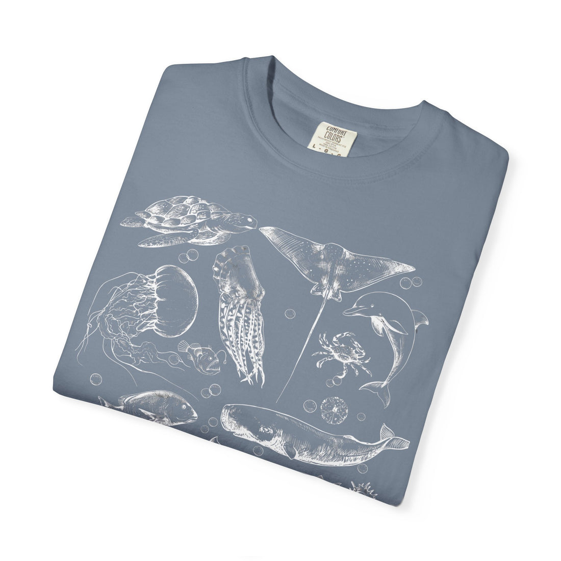 Vintage Ocean Life T-Shirt | Marine Biology Graphic Tee | Coastal Beach Nature Shirt | Whale & Sea Turtle Gift