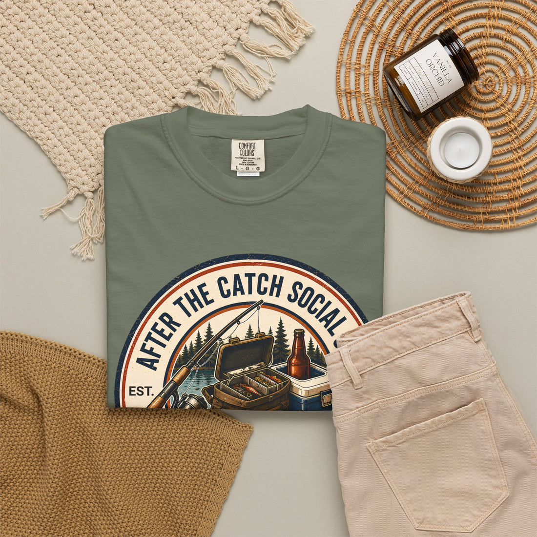 After the Catch Social Club Shirt | Comfort Colors Fishing Tee & Matching Hat | Fisherman Gift | Fishing Club Apparel | Lake Weekend Shirt
