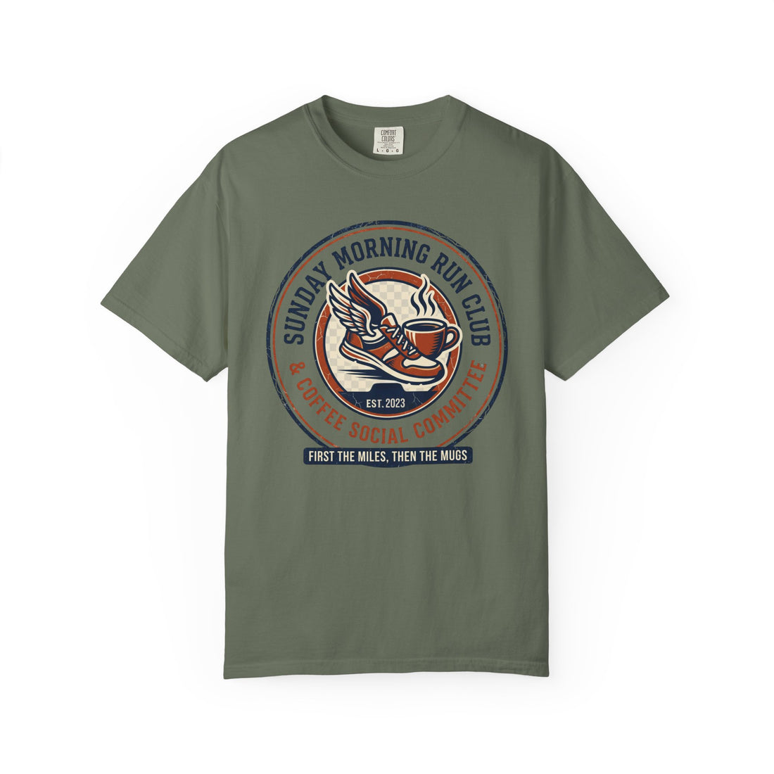 Personalized Sunday Morning Run Club T-Shirt | Custom Running Club Year | Comfort Colors | Coffee Runner Shirt | Running Group Gift