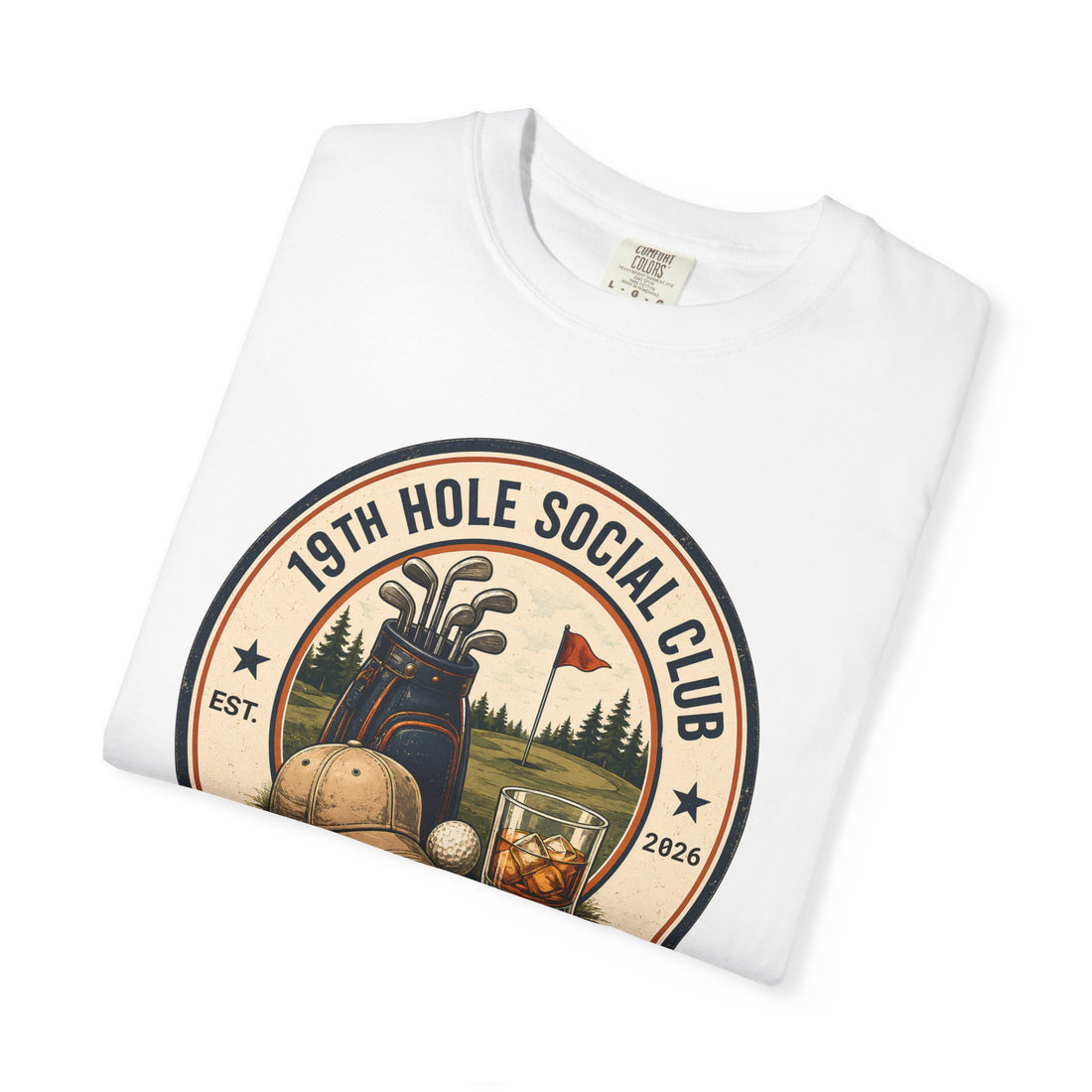 19th Hole Social Club Golf Shirt | Matching Golf Hat | Comfort Colors 1717 Tee | Golf Trip Gift | Golf League Apparel | Swing Sip Repeat