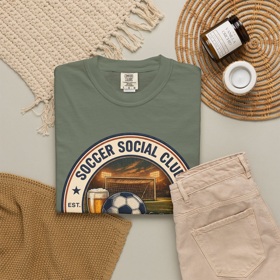Soccer Social Club T-Shirt | Tumbler |Personalized EST Year Soccer Club Tee | Comfort Colors Soccer Shirt | Soccer Gift for Players, Coaches & Fans