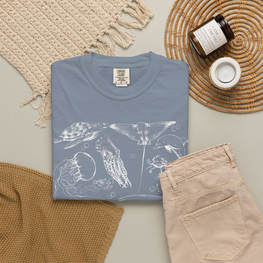Vintage Ocean Life T-Shirt | Marine Biology Graphic Tee | Coastal Beach Nature Shirt | Whale & Sea Turtle Gift