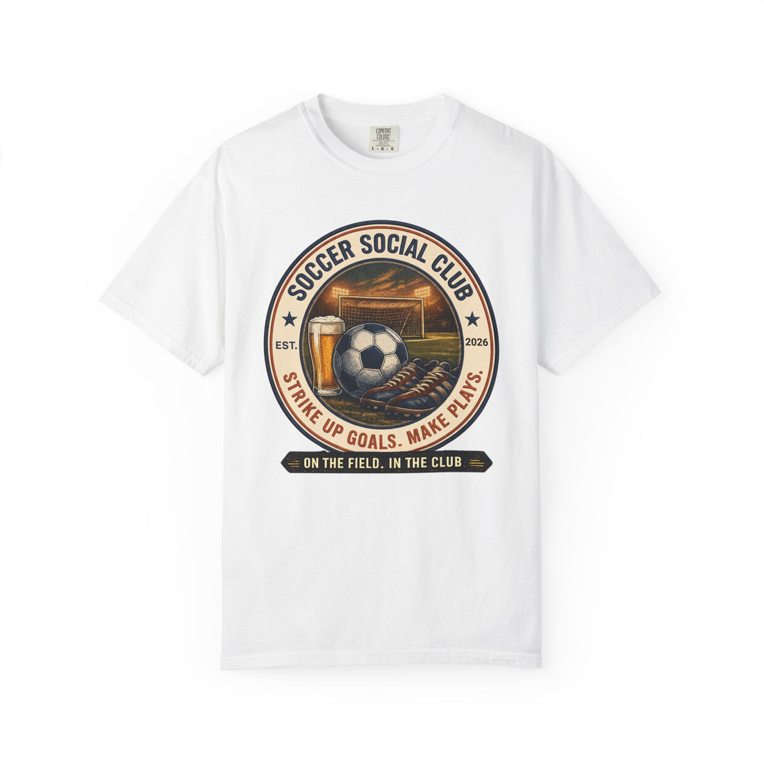 Soccer Social Club T-Shirt | Tumbler |Personalized EST Year Soccer Club Tee | Comfort Colors Soccer Shirt | Soccer Gift for Players, Coaches & Fans