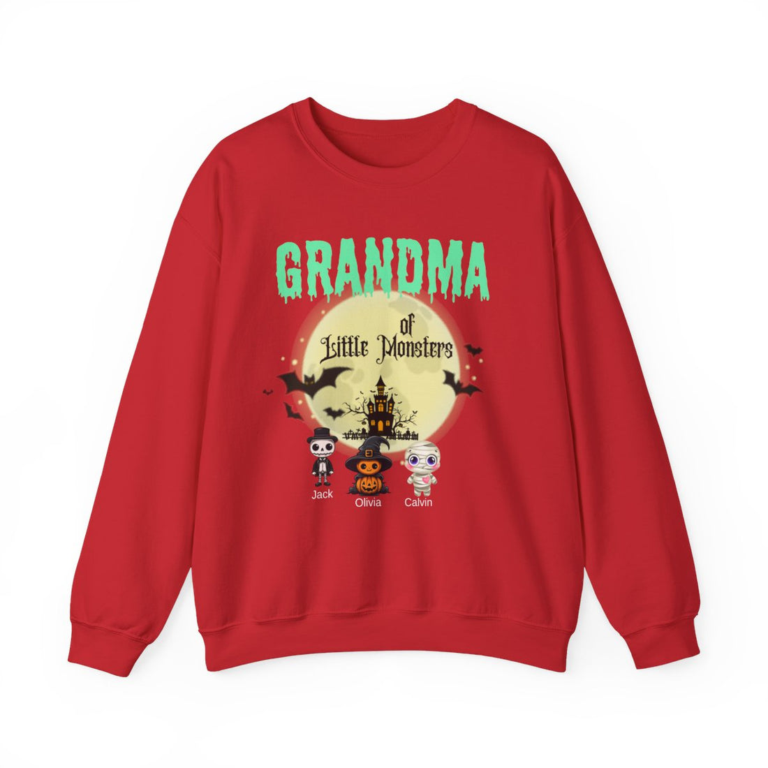Custom Halloween Grandmas Little Monster Sweatshirt, Personalized with Kids' Names
