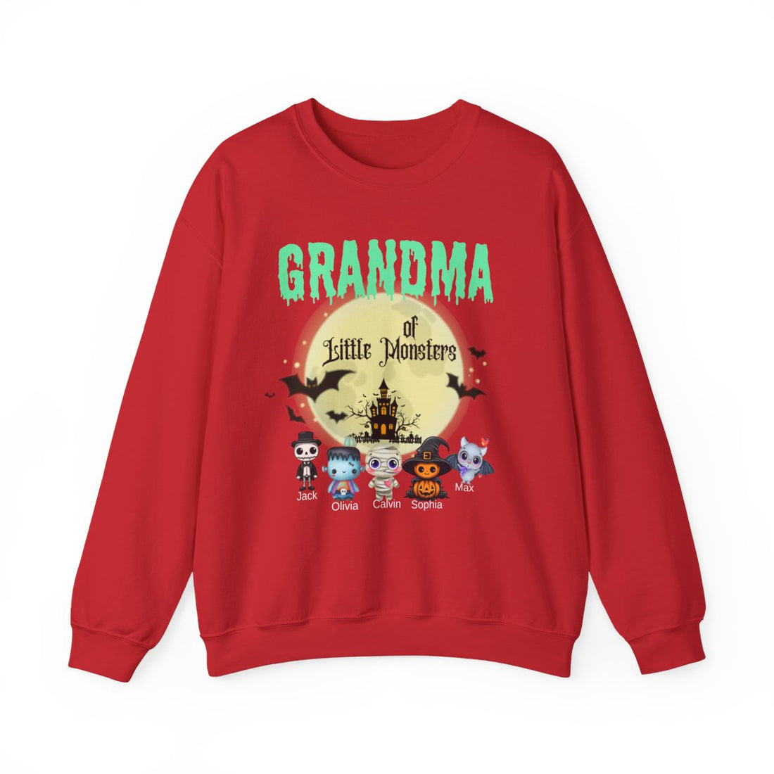 Custom Halloween Grandmas Little Monster Sweatshirt, Personalized with Kids' Names