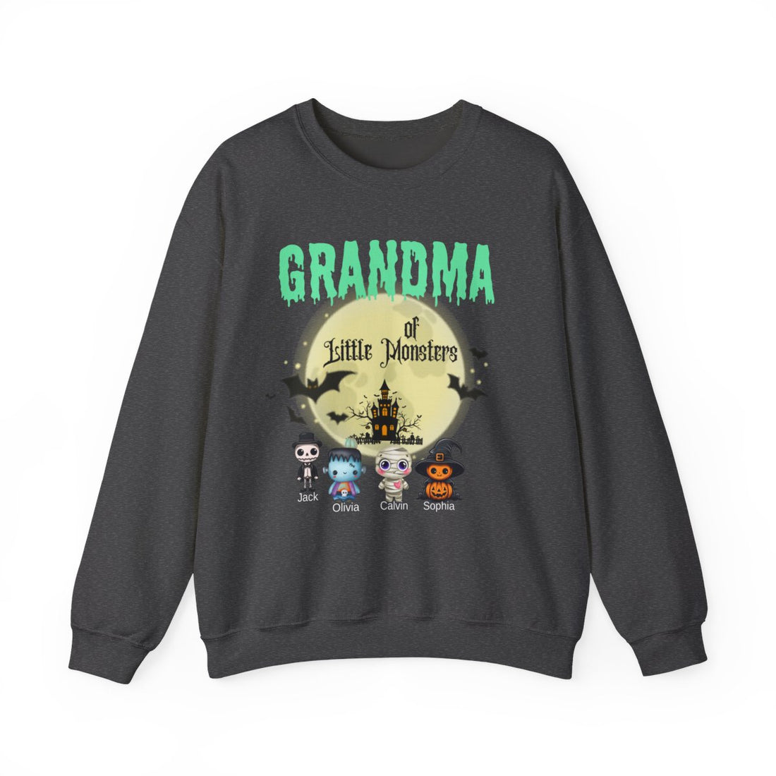 Custom Halloween Grandmas Little Monster Sweatshirt, Personalized with Kids' Names