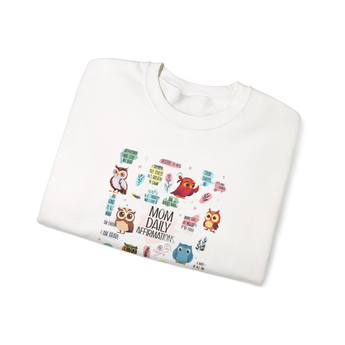 Mom Affirmation Sweatshirt, Cute Owl Design, Unisex Gift, Soft Cotton Blend Crewneck, Inspirational Apparel, Cozy and Durable