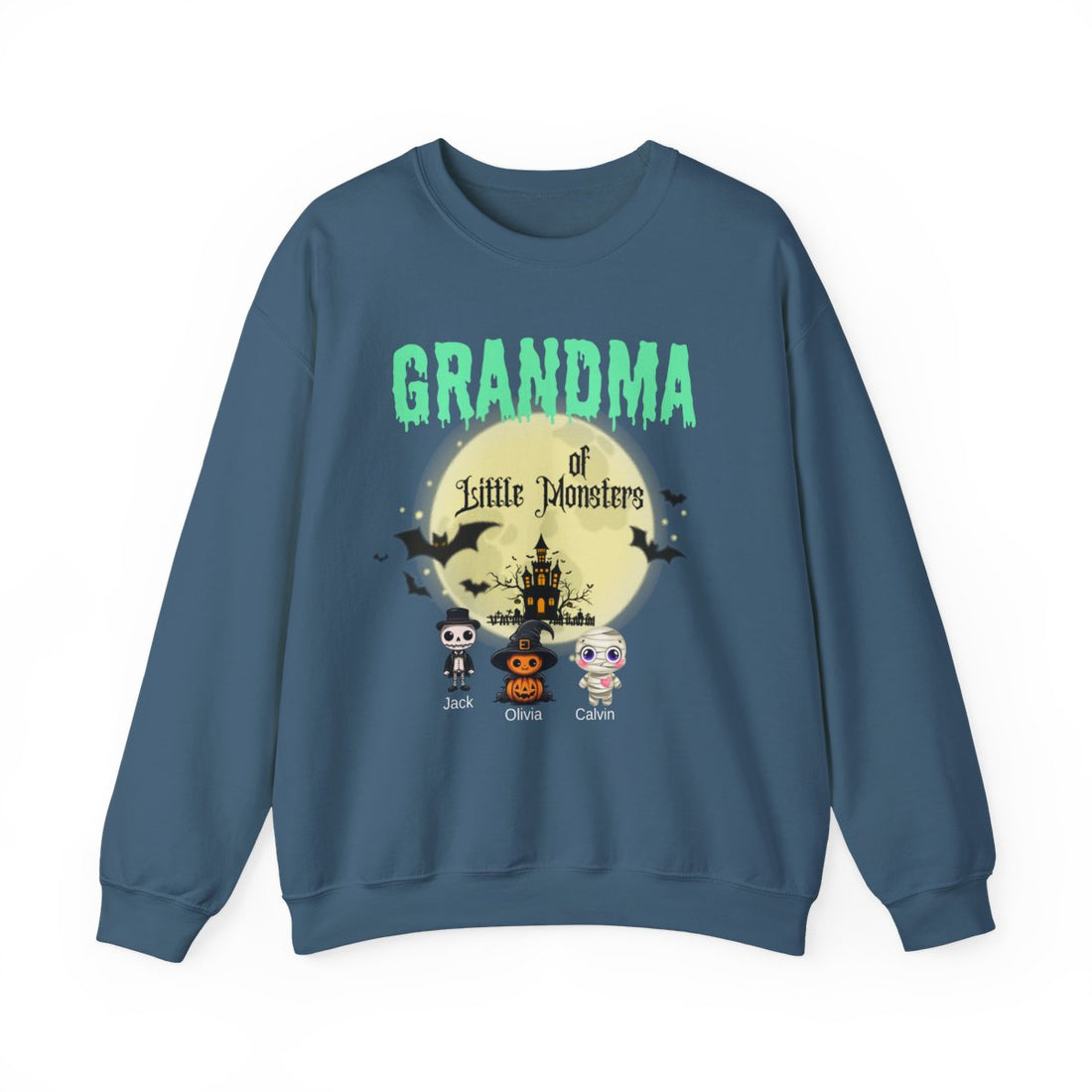 Custom Halloween Grandmas Little Monster Sweatshirt, Personalized with Kids' Names