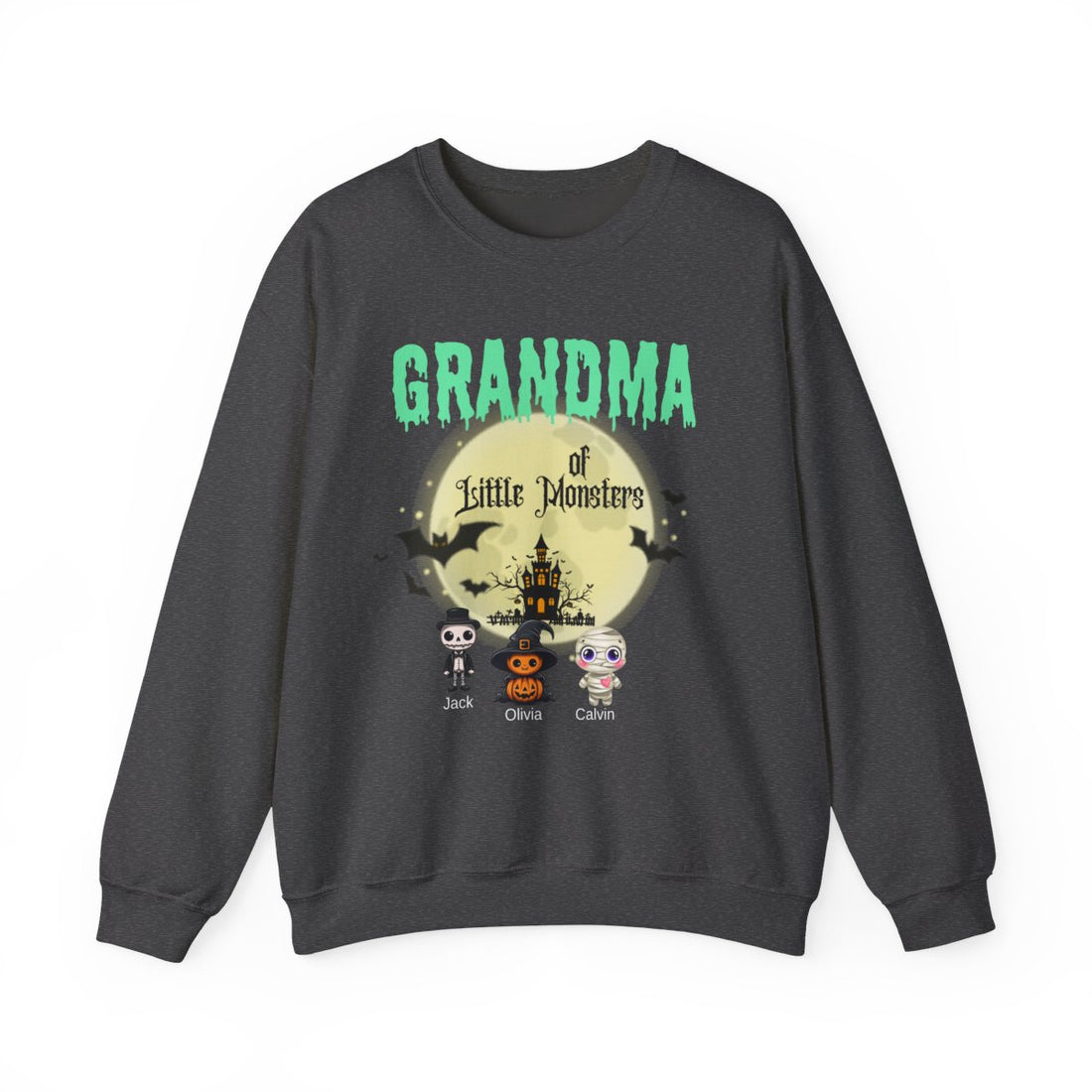 Custom Halloween Grandmas Little Monster Sweatshirt, Personalized with Kids' Names