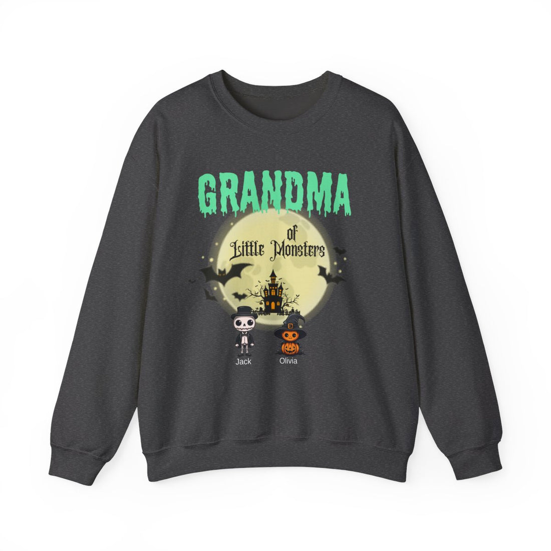 Custom Halloween Grandmas Little Monster Sweatshirt, Personalized with Kids' Names