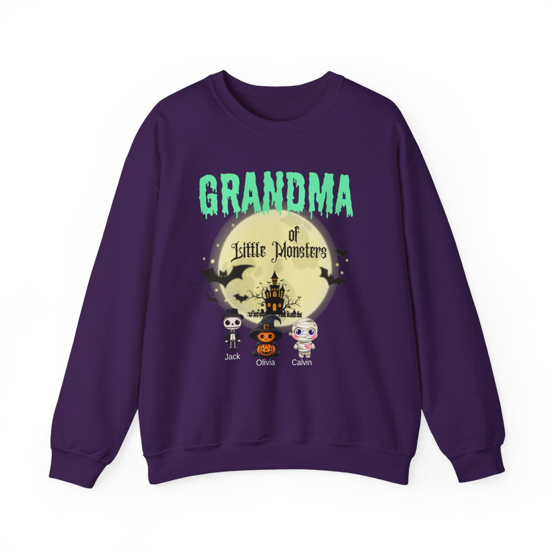 Custom Halloween Grandmas Little Monster Sweatshirt, Personalized with Kids' Names