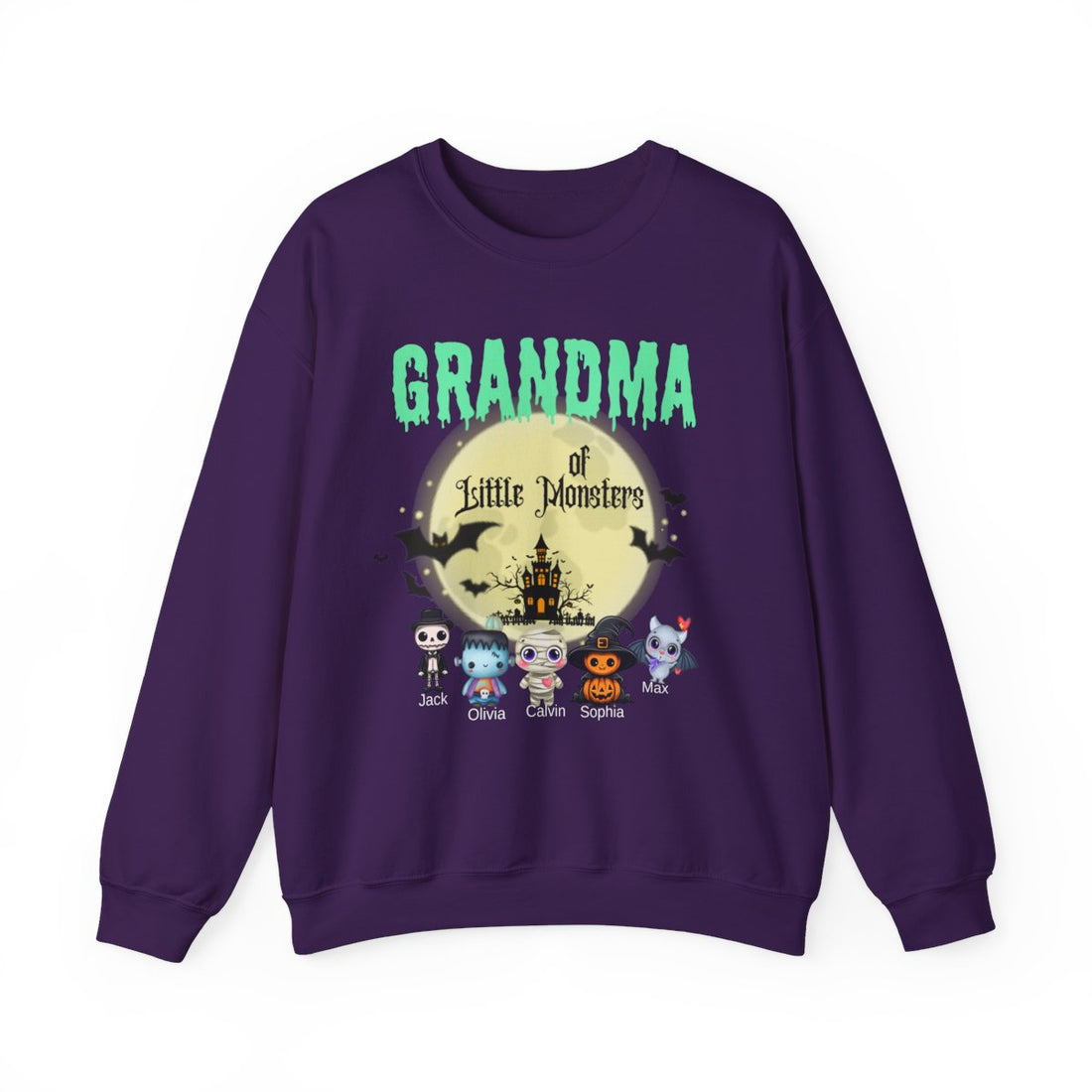 Custom Halloween Grandmas Little Monster Sweatshirt, Personalized with Kids' Names