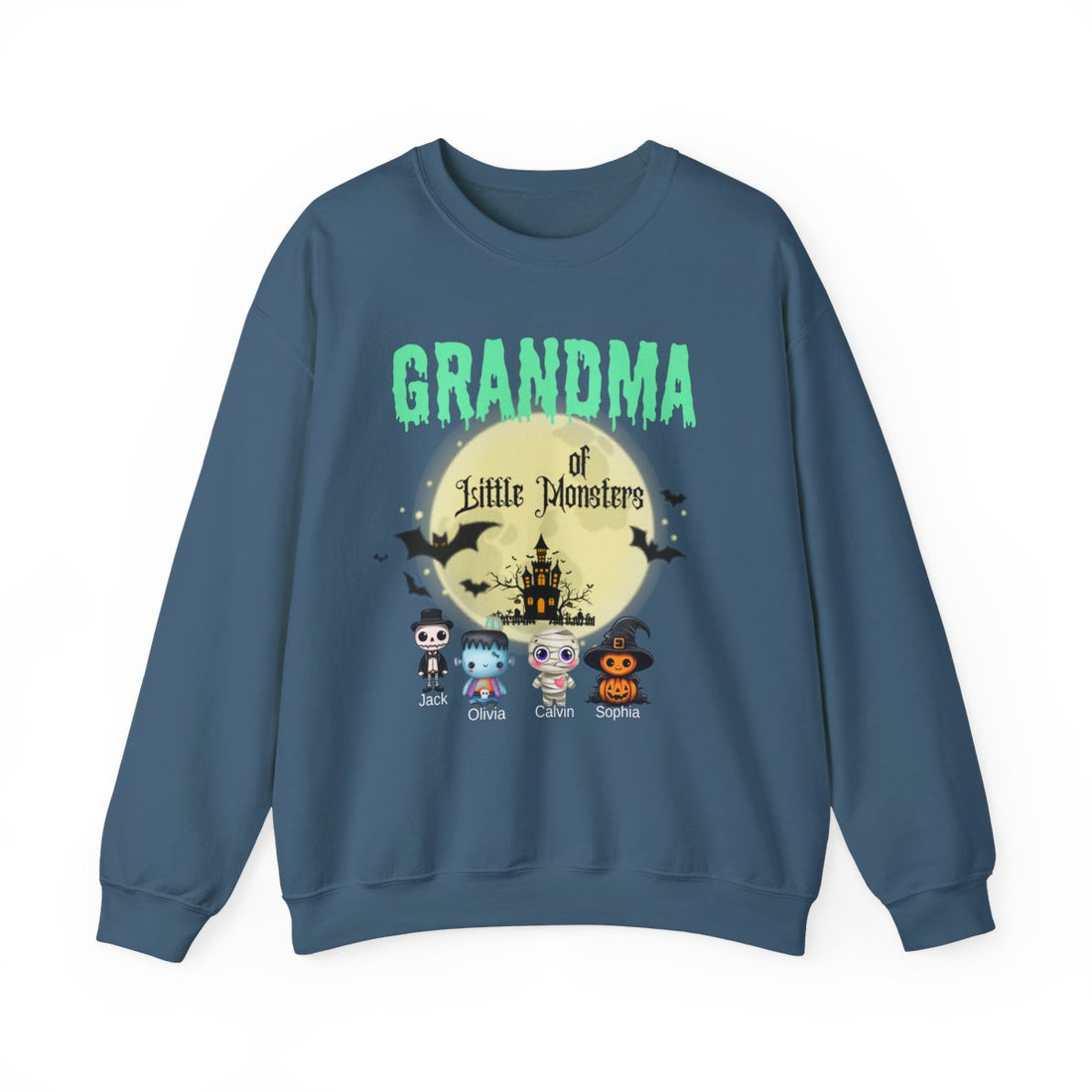 Custom Halloween Grandmas Little Monster Sweatshirt, Personalized with Kids' Names