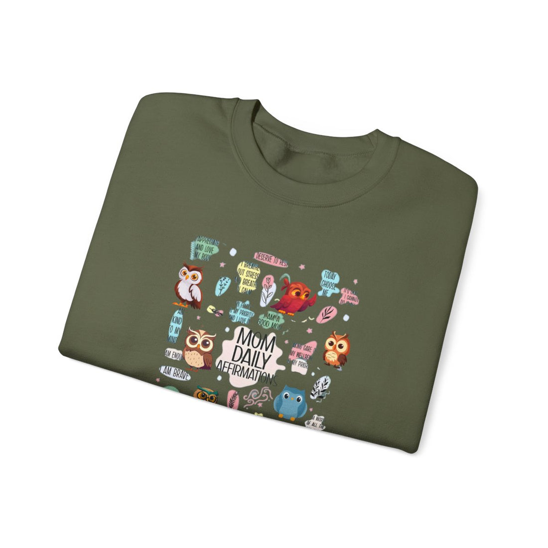Mom Affirmation Sweatshirt, Cute Owl Design, Unisex Gift, Soft Cotton Blend Crewneck, Inspirational Apparel, Cozy and Durable