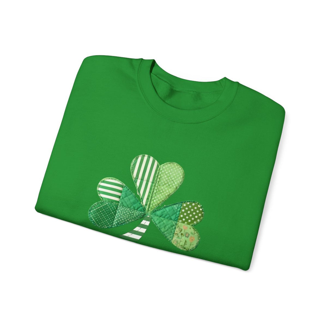 St. Patrick's Day Shamrock Sweatshirt, Patchwork Lucky Clover Crewneck, Cozy Green Patterned Pullover