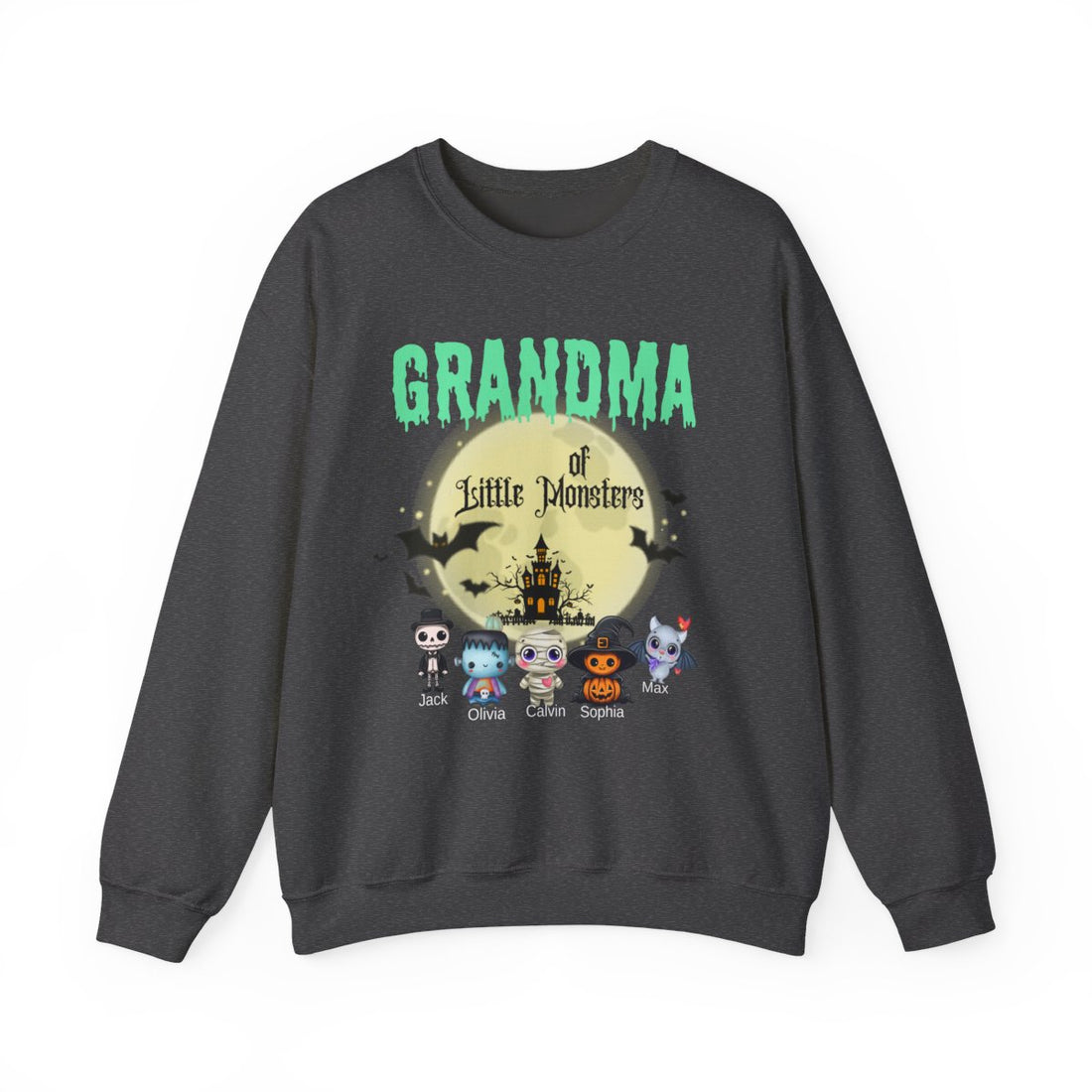 Custom Halloween Grandmas Little Monster Sweatshirt, Personalized with Kids' Names