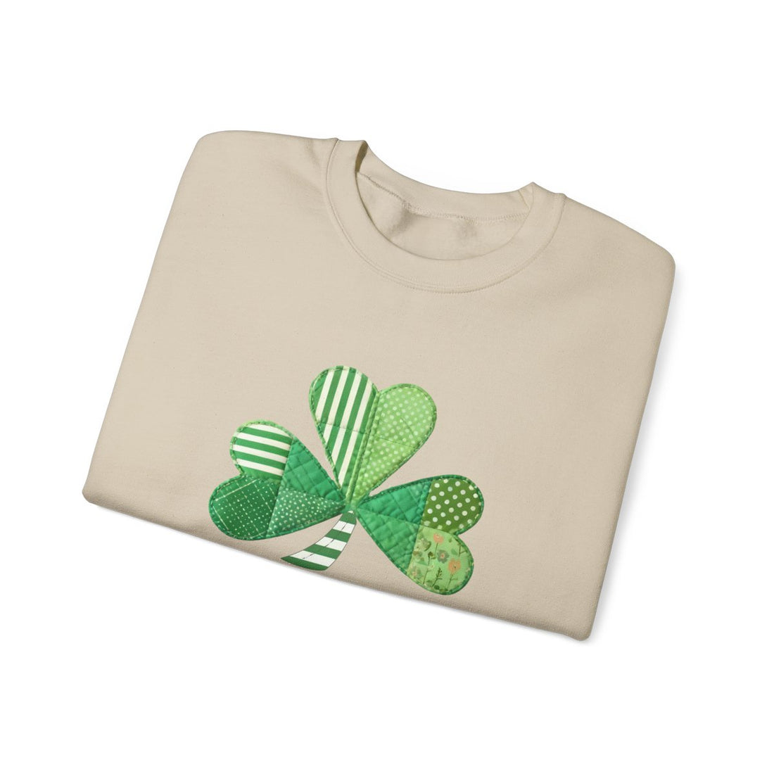 St. Patrick's Day Shamrock Sweatshirt, Patchwork Lucky Clover Crewneck, Cozy Green Patterned Pullover