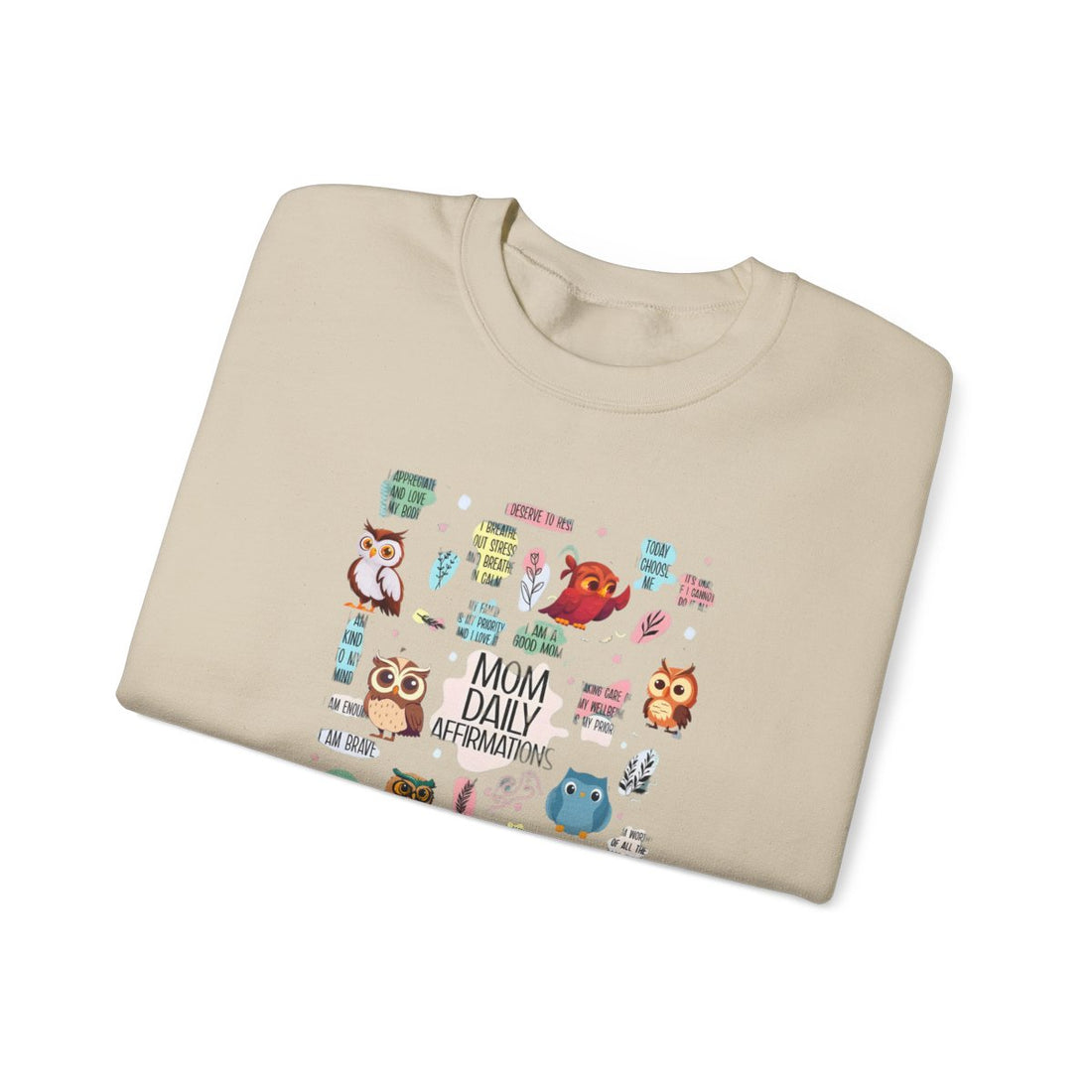 Mom Affirmation Sweatshirt, Cute Owl Design, Unisex Gift, Soft Cotton Blend Crewneck, Inspirational Apparel, Cozy and Durable