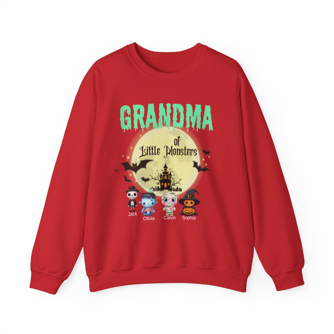 Custom Halloween Grandmas Little Monster Sweatshirt, Personalized with Kids' Names