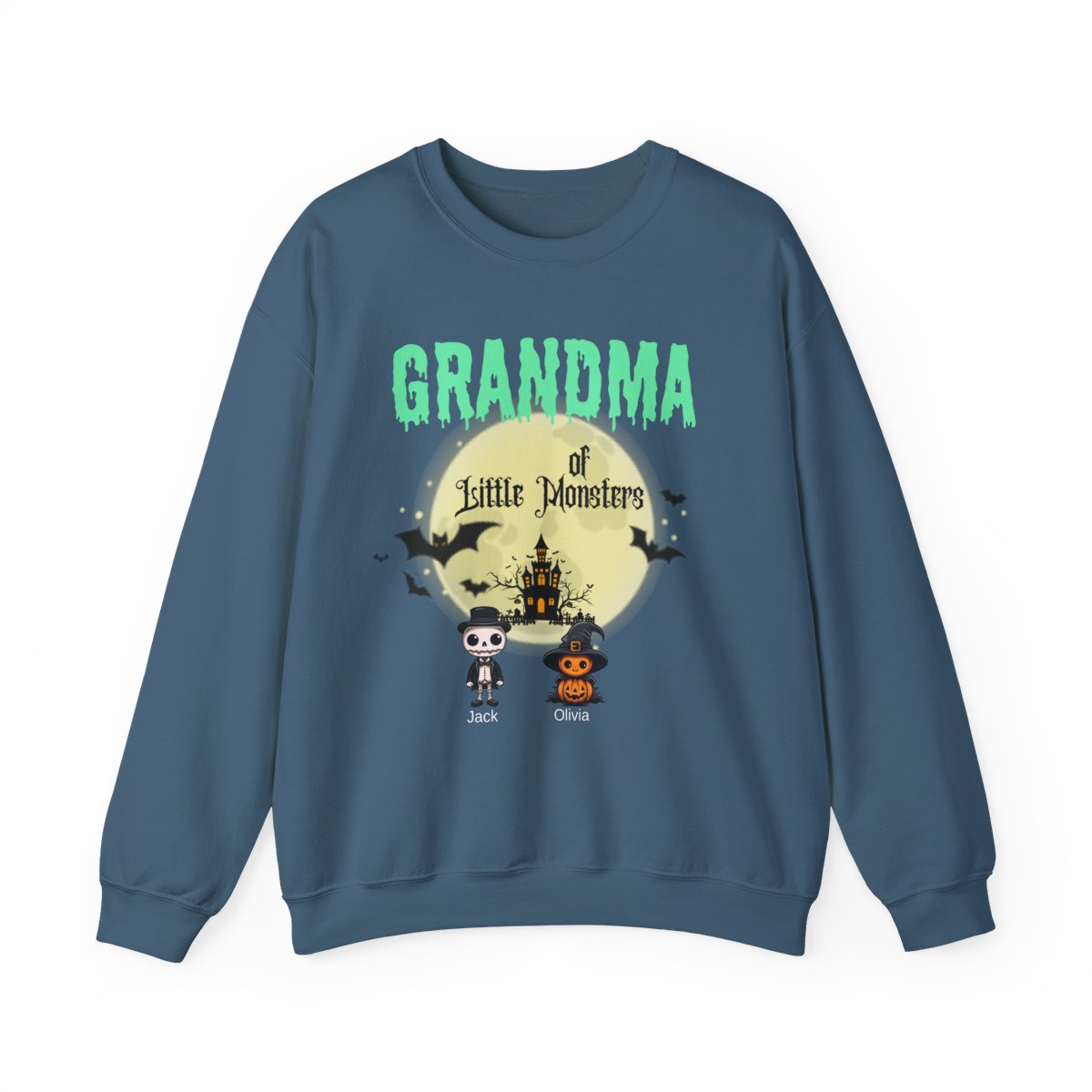Custom Halloween Grandmas Little Monster Sweatshirt, Personalized with Kids' Names
