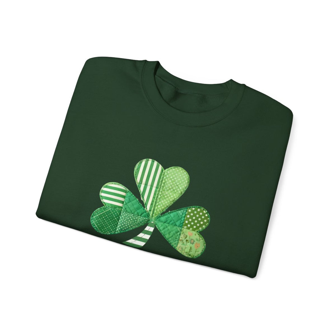 St. Patrick's Day Shamrock Sweatshirt, Patchwork Lucky Clover Crewneck, Cozy Green Patterned Pullover