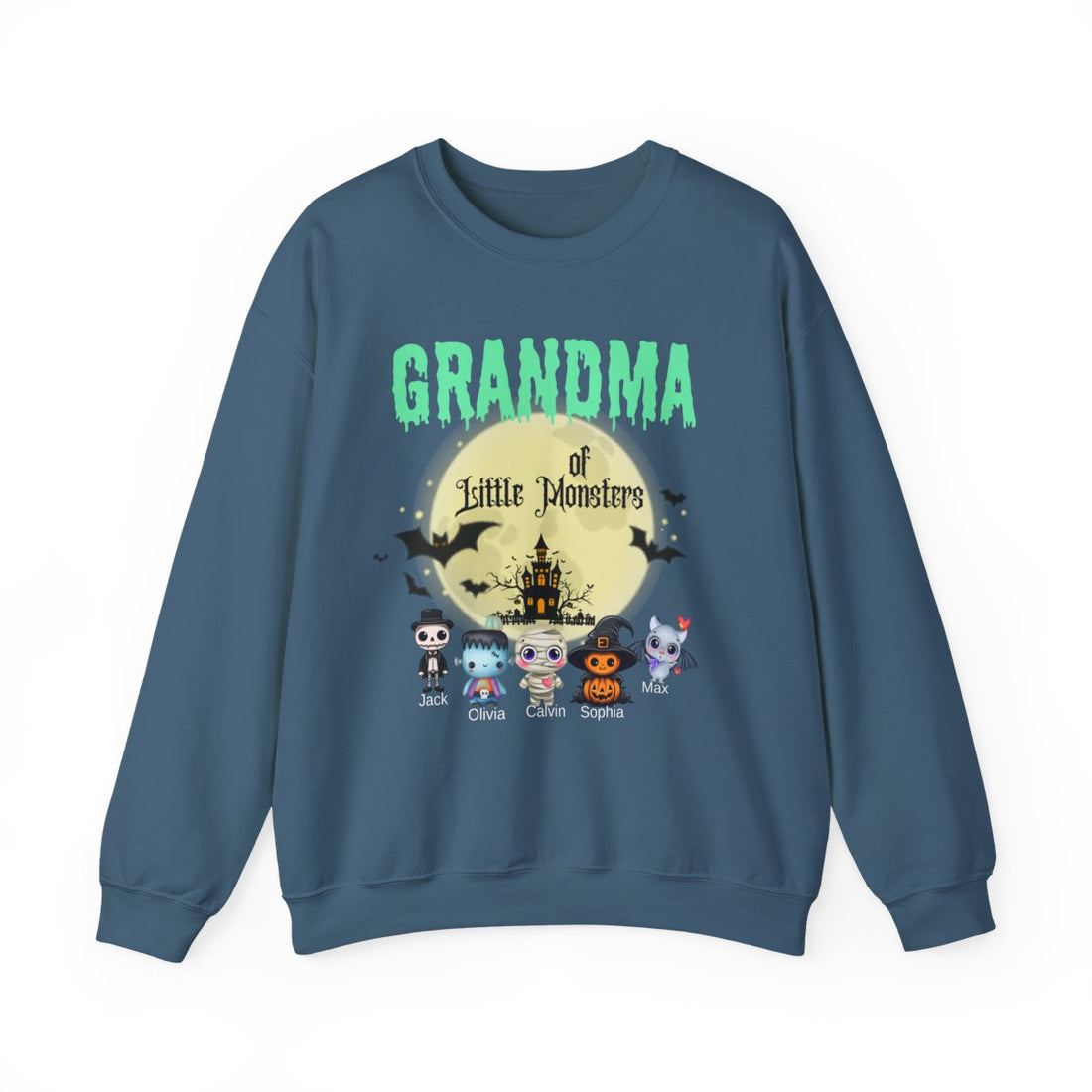 Custom Halloween Grandmas Little Monster Sweatshirt, Personalized with Kids' Names