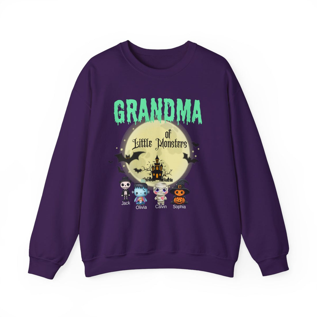 Custom Halloween Grandmas Little Monster Sweatshirt, Personalized with Kids' Names