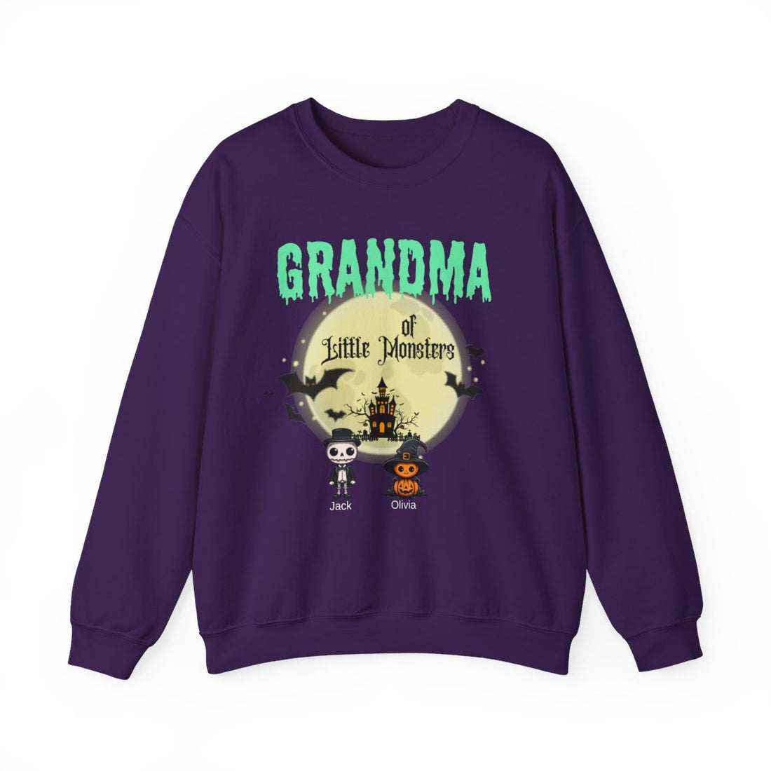Custom Halloween Grandmas Little Monster Sweatshirt, Personalized with Kids' Names