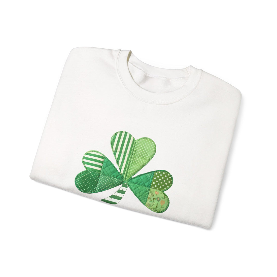 St. Patrick's Day Shamrock Sweatshirt, Patchwork Lucky Clover Crewneck, Cozy Green Patterned Pullover