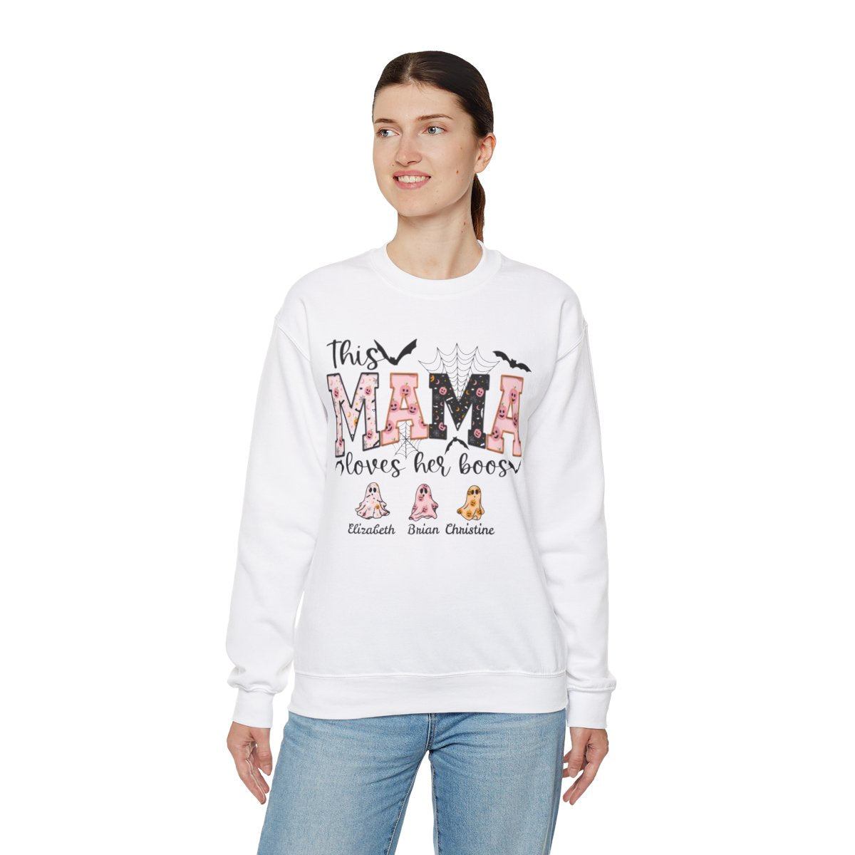 Personalized Mama Halloween Sweatshirt "This Mama Loves her Boo's"