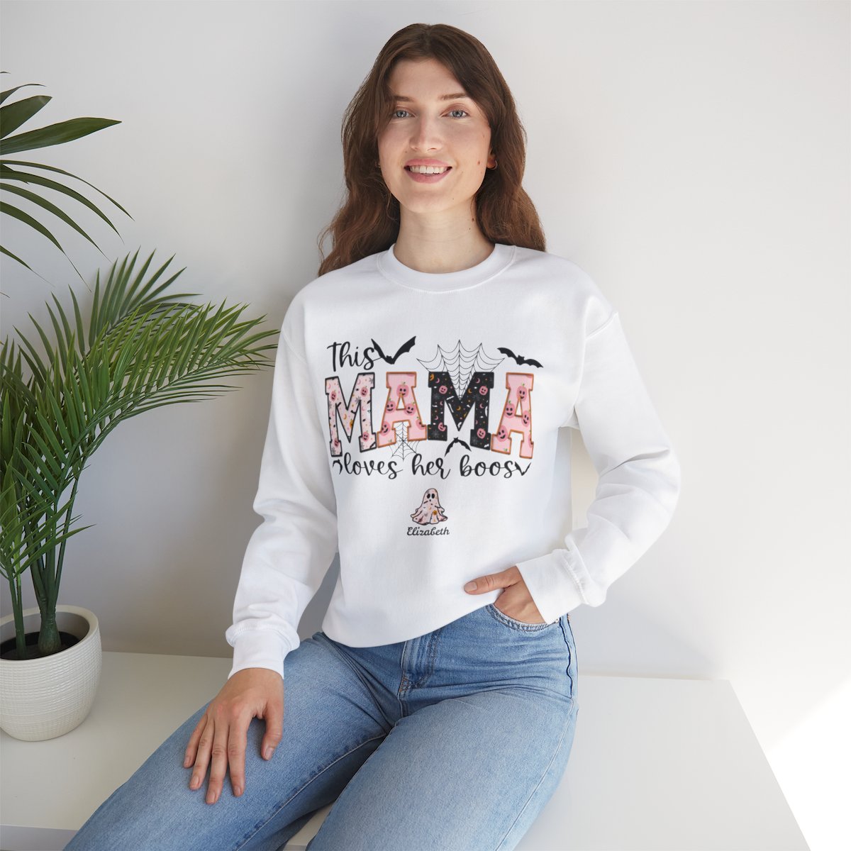 Personalized Mama Halloween Sweatshirt "This Mama Loves her Boo's"