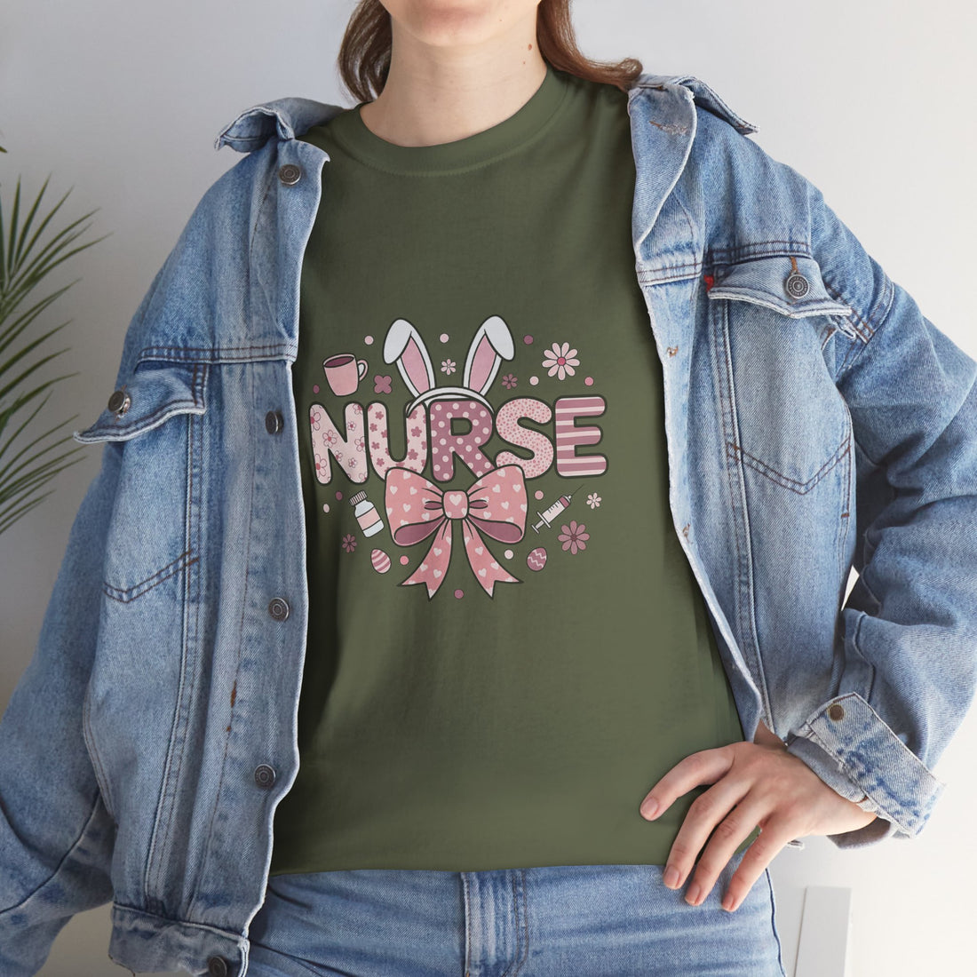 Nurse Easter Shirt, Bunny Ears Nurse Tee, Cute Pink Nurse Bows, Easter Gift for Nurses