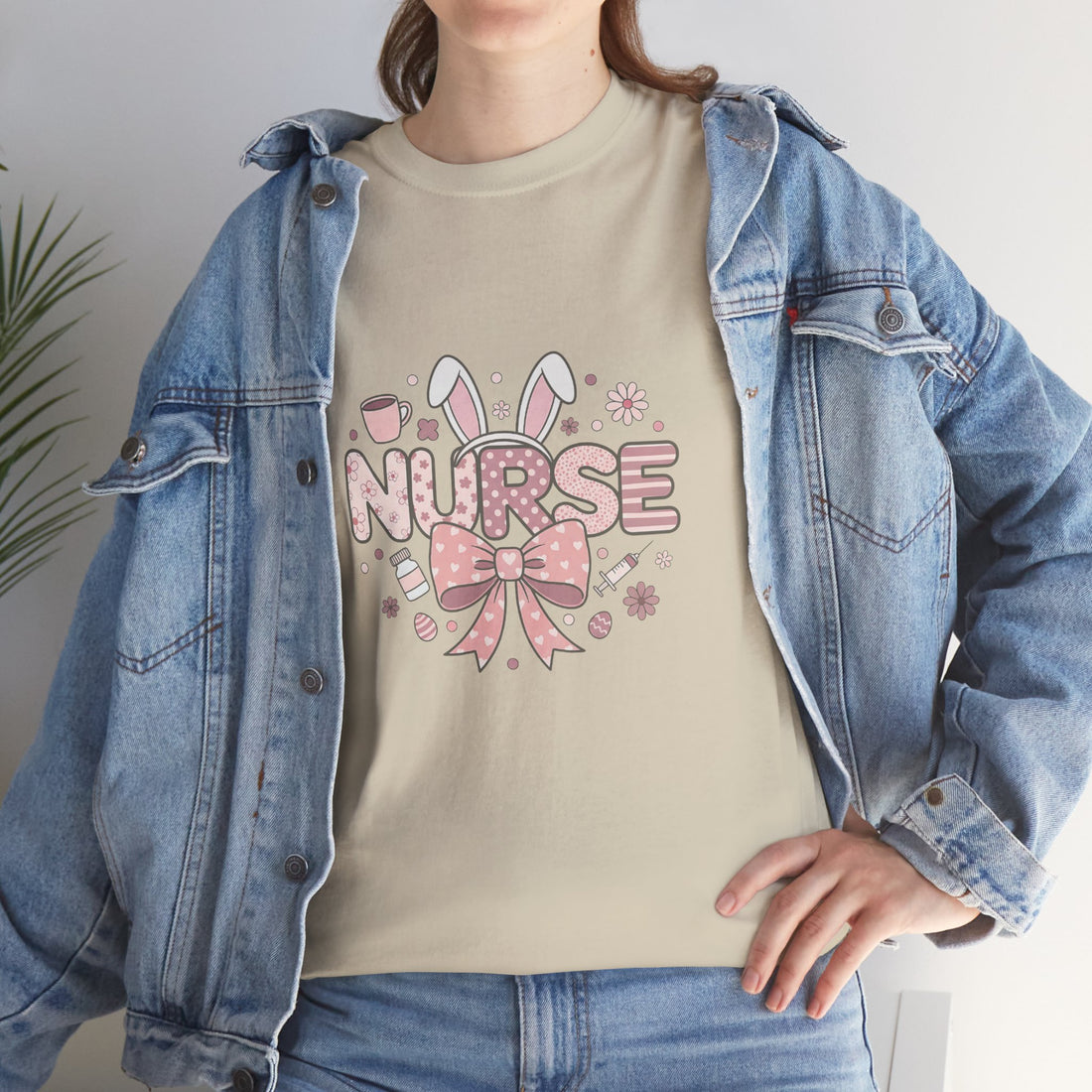 Nurse Easter Shirt, Bunny Ears Nurse Tee, Cute Pink Nurse Bows, Easter Gift for Nurses