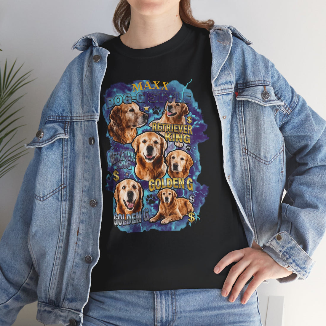 Custom Dog Portrait T-Shirt, Vintage Bootleg Pet Shirt, Personalized Pet Photo Tee, Retriever King Design