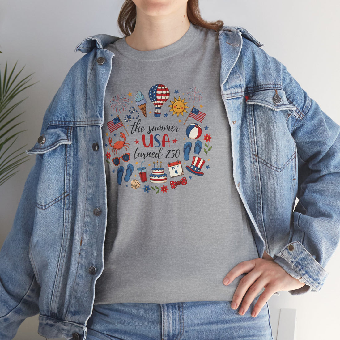 USA 250th Anniversary Shirt, Patriotic Summer T-Shirt, July 4th Celebration Tee, Independence Day Graphic, Red Cotton Tee