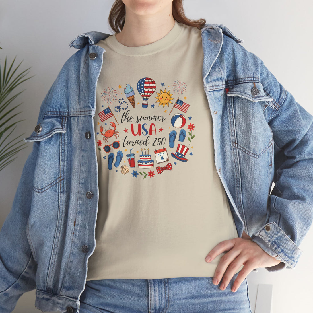 USA 250th Anniversary Shirt, Patriotic Summer T-Shirt, July 4th Celebration Tee, Independence Day Graphic, Red Cotton Tee