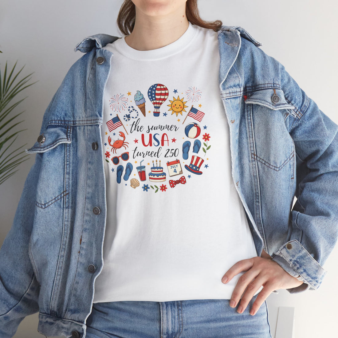 USA 250th Anniversary Shirt, Patriotic Summer T-Shirt, July 4th Celebration Tee, Independence Day Graphic, Red Cotton Tee
