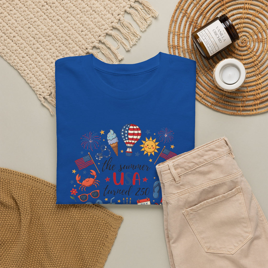 USA 250th Anniversary Shirt, Patriotic Summer T-Shirt, July 4th Celebration Tee, Independence Day Graphic, Red Cotton Tee