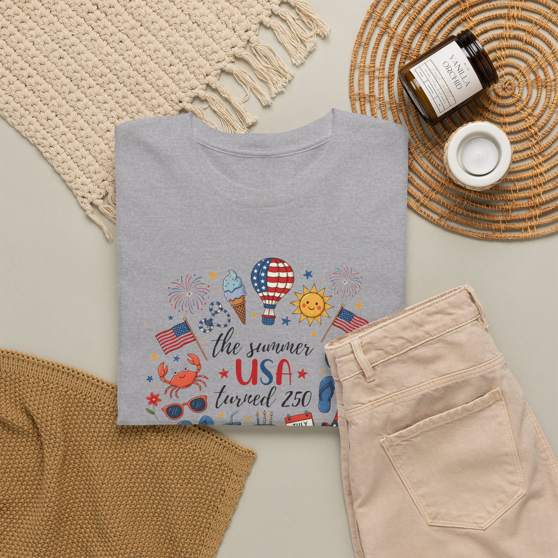 USA 250th Anniversary Shirt, Patriotic Summer T-Shirt, July 4th Celebration Tee, Independence Day Graphic, Red Cotton Tee