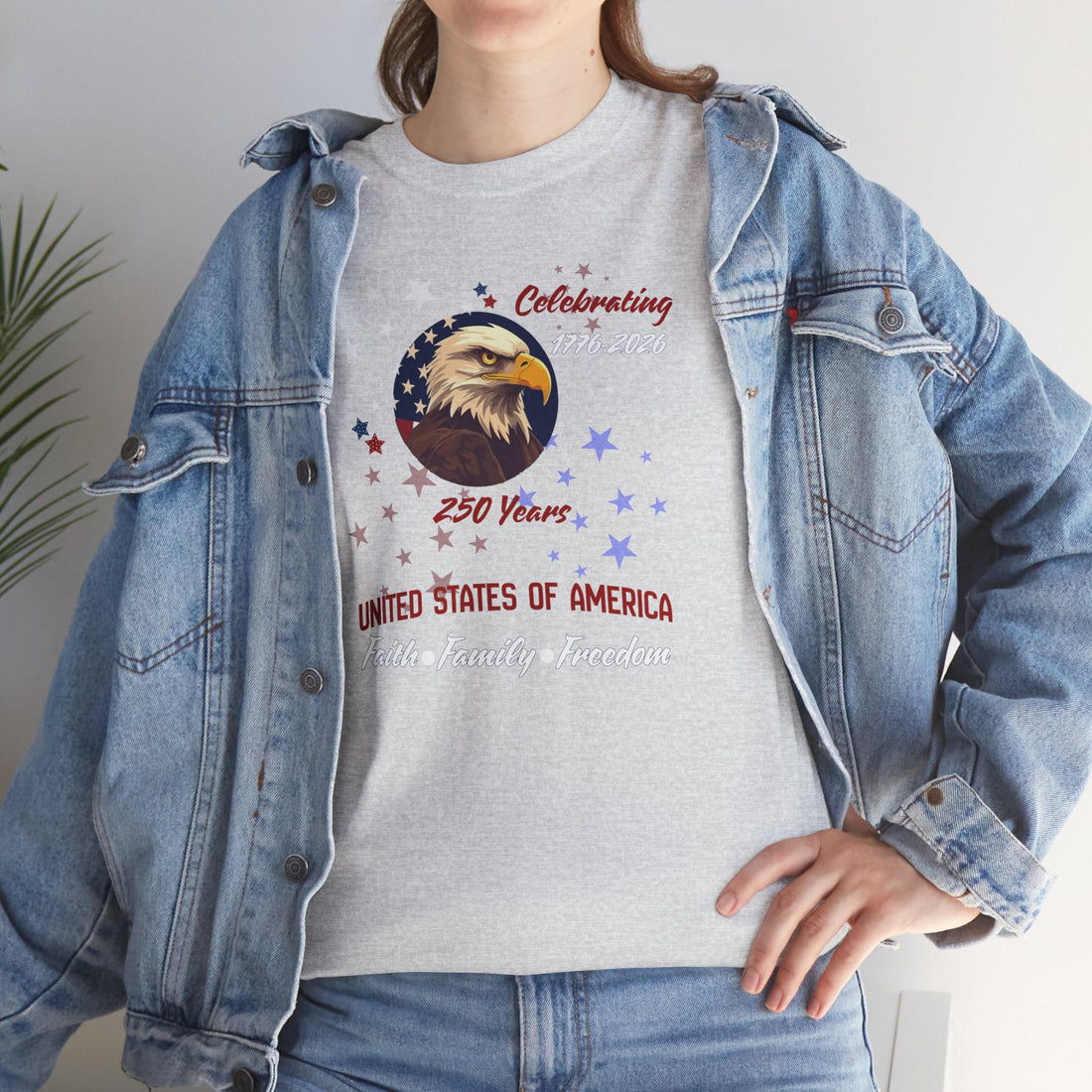 America 250 Shirt 1776-2026 | Patriotic Eagle T-Shirt | United States of America Tee | Faith Family Freedom Shirt | July 4th Celebration