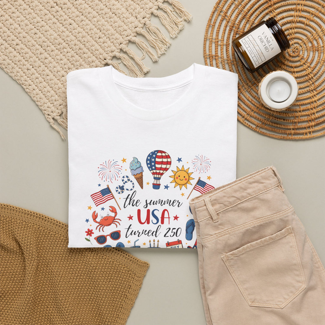 USA 250th Anniversary Shirt, Patriotic Summer T-Shirt, July 4th Celebration Tee, Independence Day Graphic, Red Cotton Tee