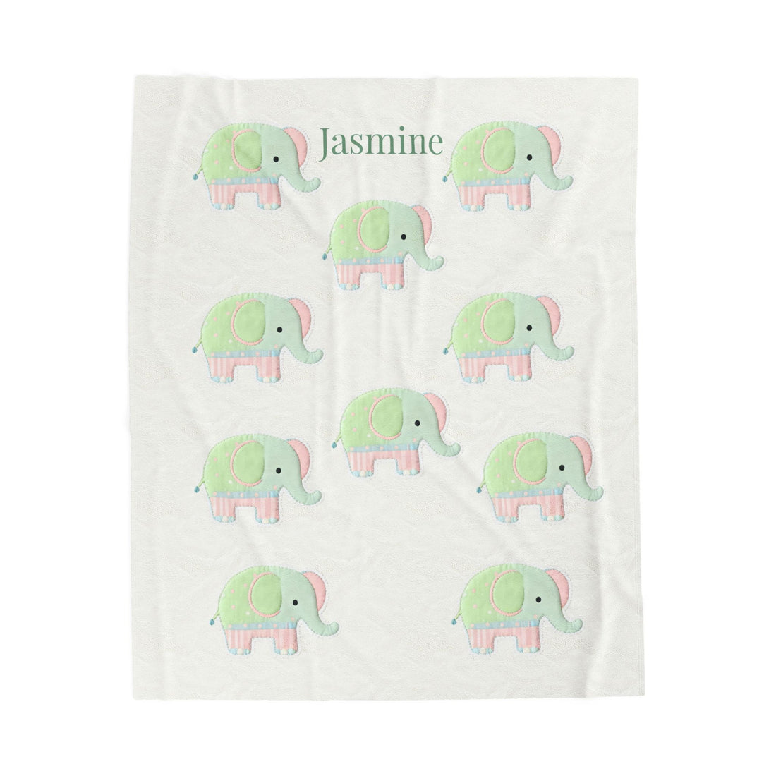 Personalized Elephant Baby Blanket, Custom Name Nursery Decor, Soft Velveteen Blanket, Baby Shower Gift, Cute Animal Theme, Infant Bedding
