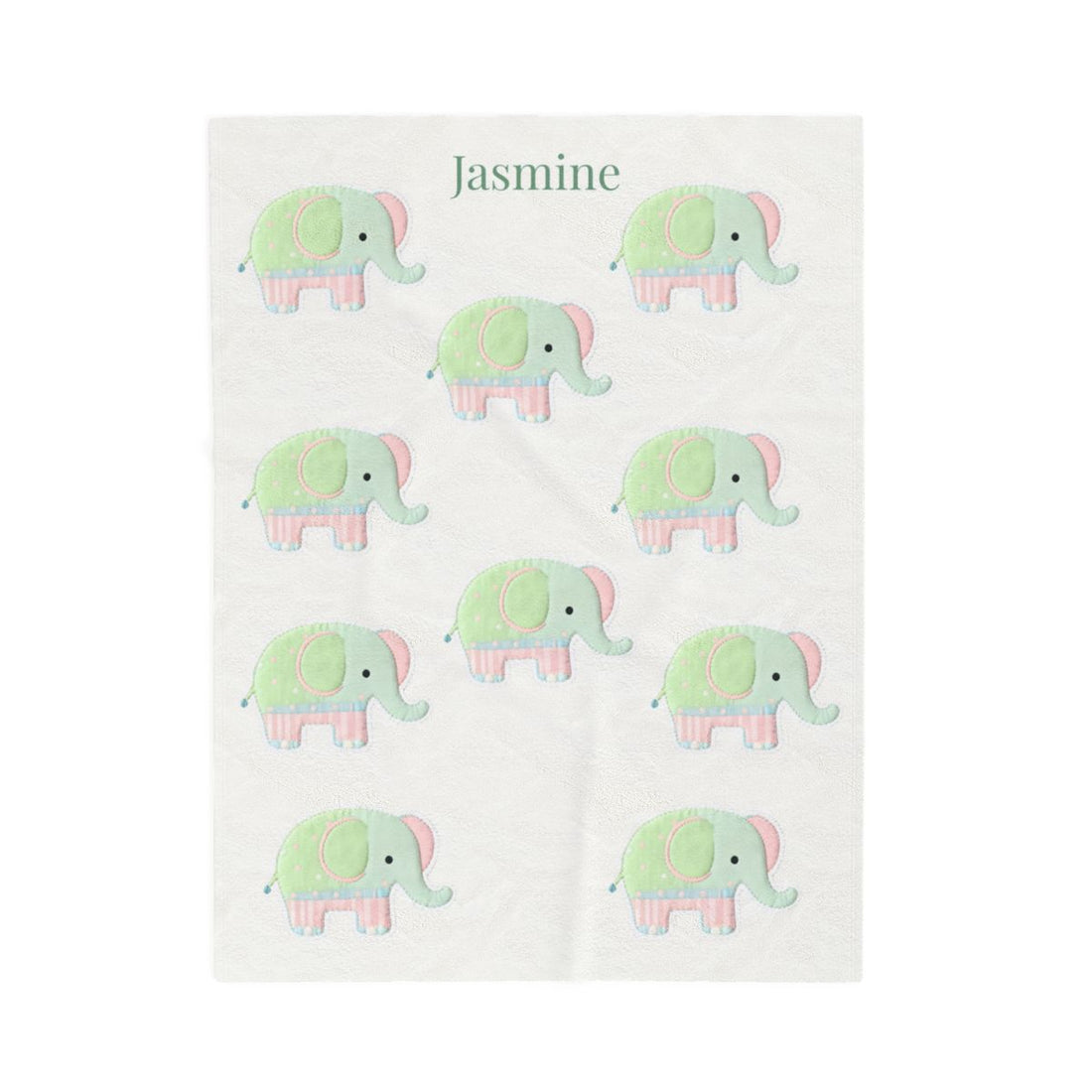 Personalized Elephant Baby Blanket, Custom Name Nursery Decor, Soft Velveteen Blanket, Baby Shower Gift, Cute Animal Theme, Infant Bedding