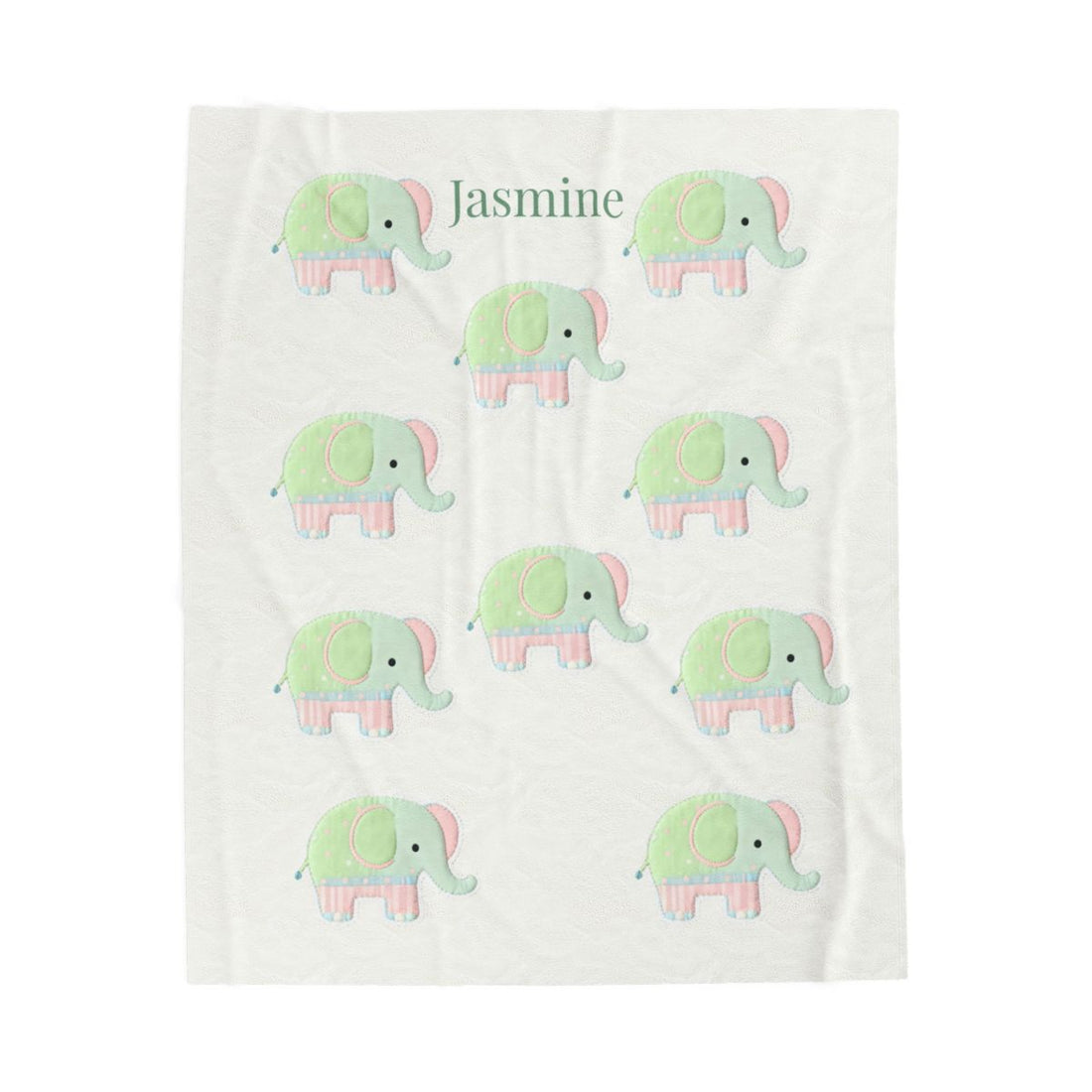 Personalized Elephant Baby Blanket, Custom Name Nursery Decor, Soft Velveteen Blanket, Baby Shower Gift, Cute Animal Theme, Infant Bedding