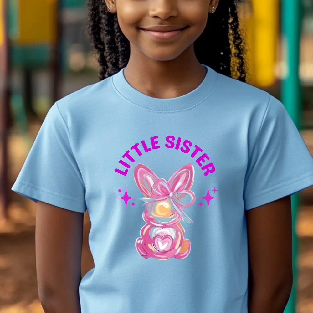Brushstroke Bunny Easter Shirt, Girls Easter Shirt, Coquette Bow T-shirt, Pink Bunny Easter Shirt, Retro Easter Shirt
