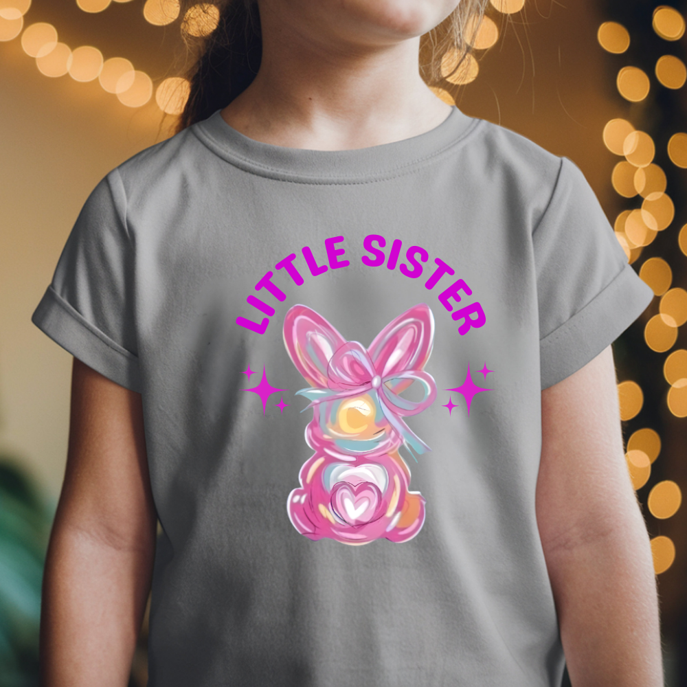 Brushstroke Bunny Easter Shirt, Girls Easter Shirt, Coquette Bow T-shirt, Pink Bunny Easter Shirt, Retro Easter Shirt
